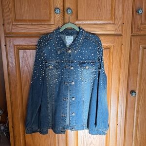Studded Denim Jacket - Blue - Unbranded